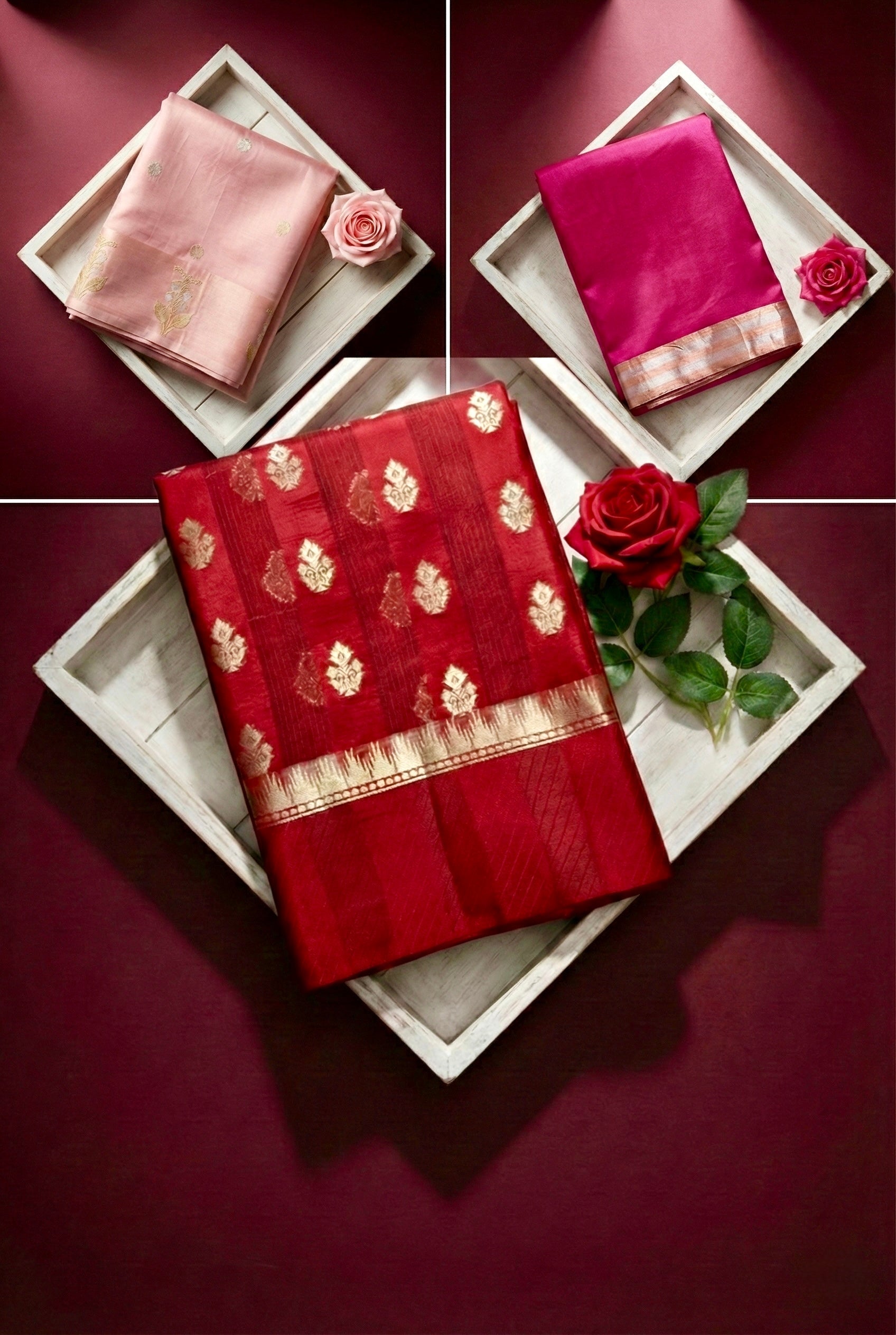 Elegant woman wearing a Banarasi saree in London – luxury Indian saree styling for weddings and events in the UK