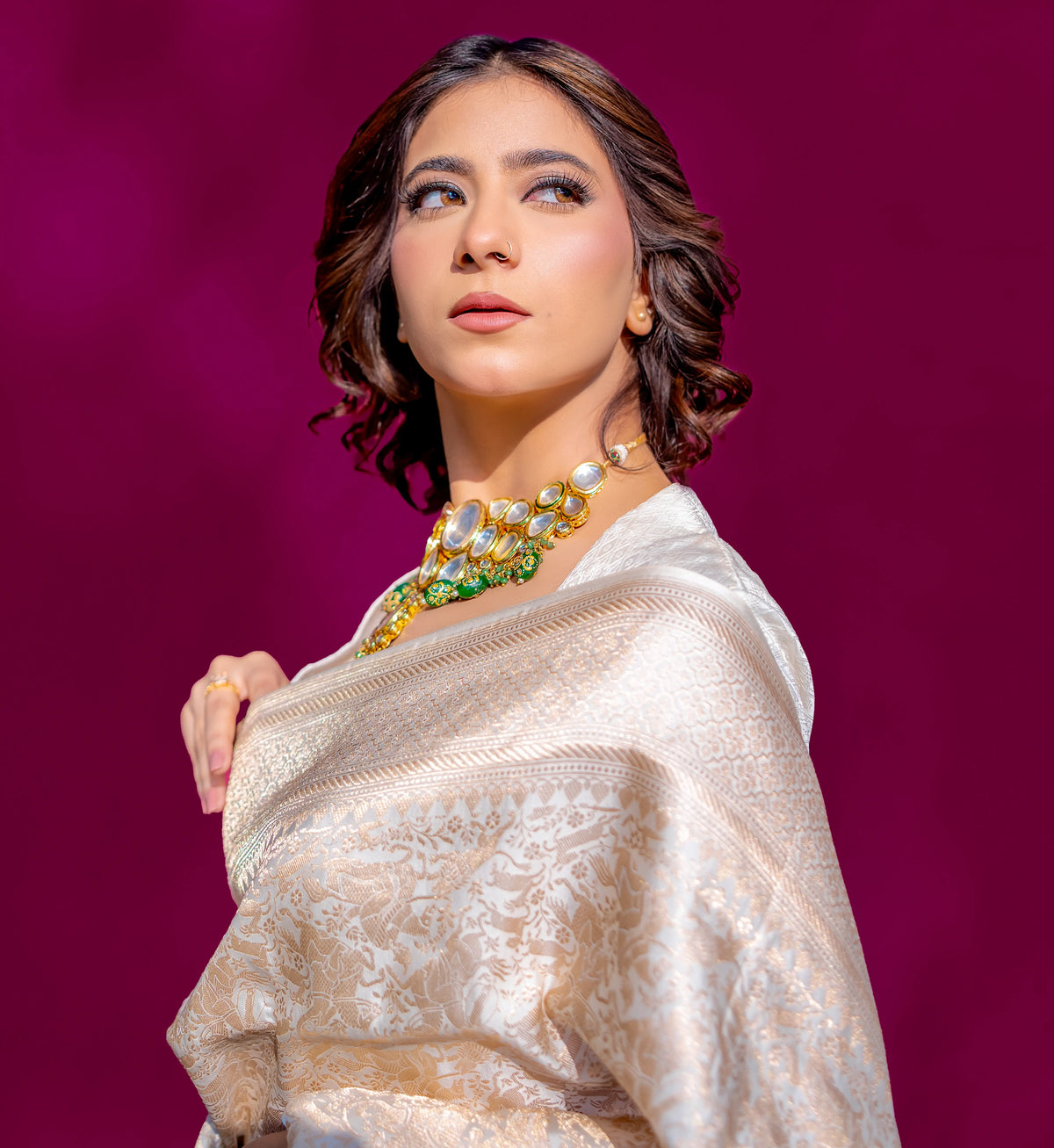 Ivory Whisper 1.3 | Handwoven Banarasi Saree