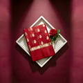 Red Puna silk and Kora silk Banarasi saree from Sacred Hues collection