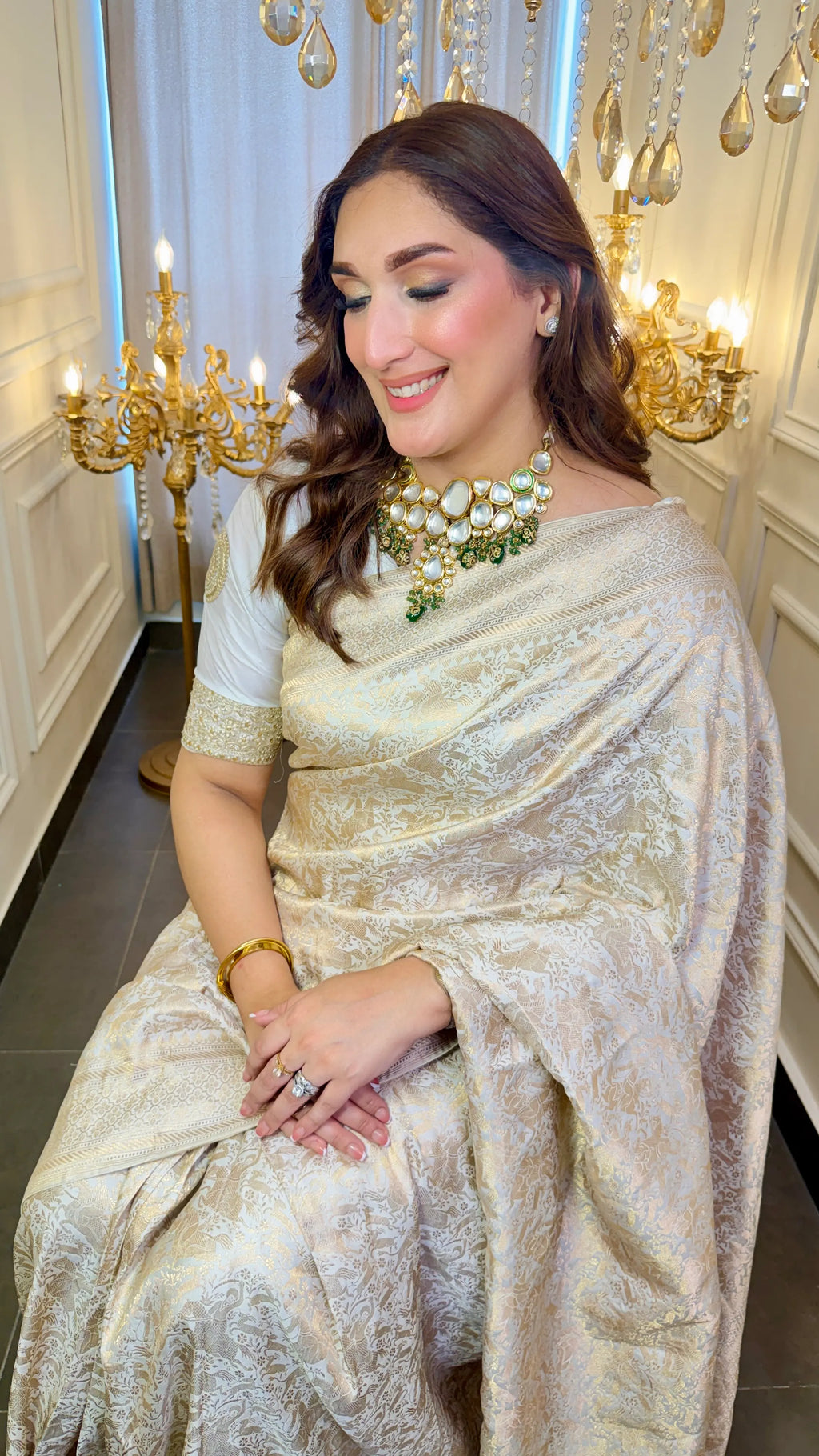 Ivory Whisper 1.3 | Handwoven Banarasi Saree