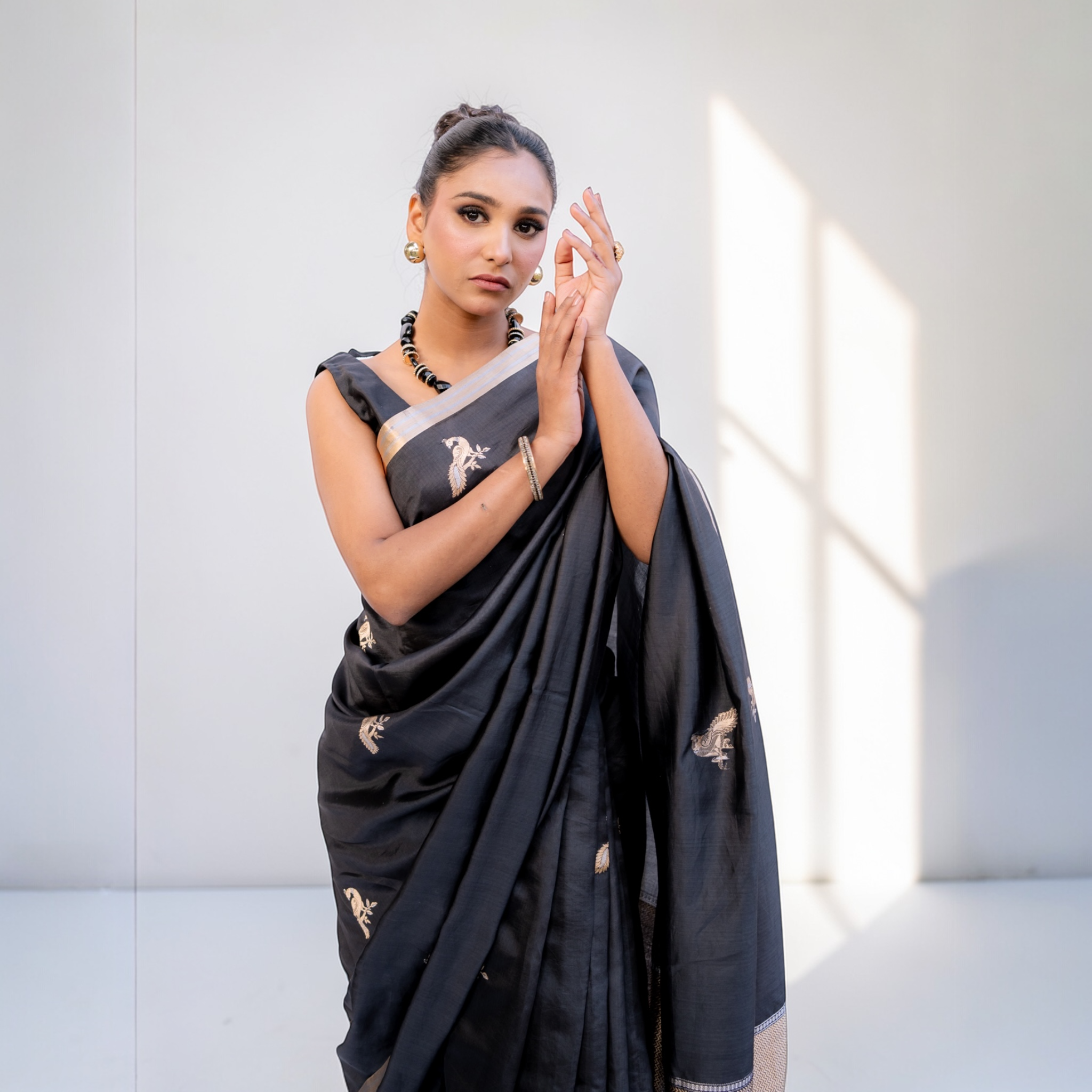 Black Handwoven Banarasi Saree UK - Lunarae London