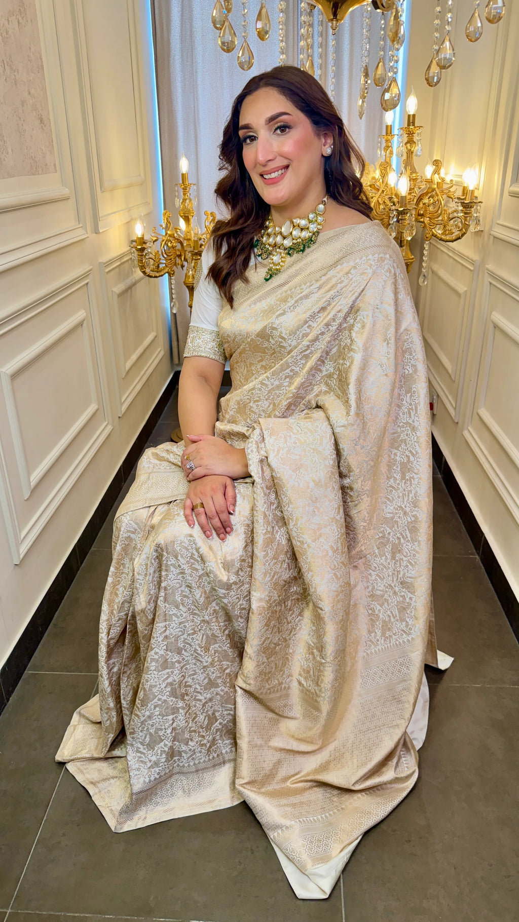 Ivory Whisper 1.3 | Handwoven Banarasi Saree