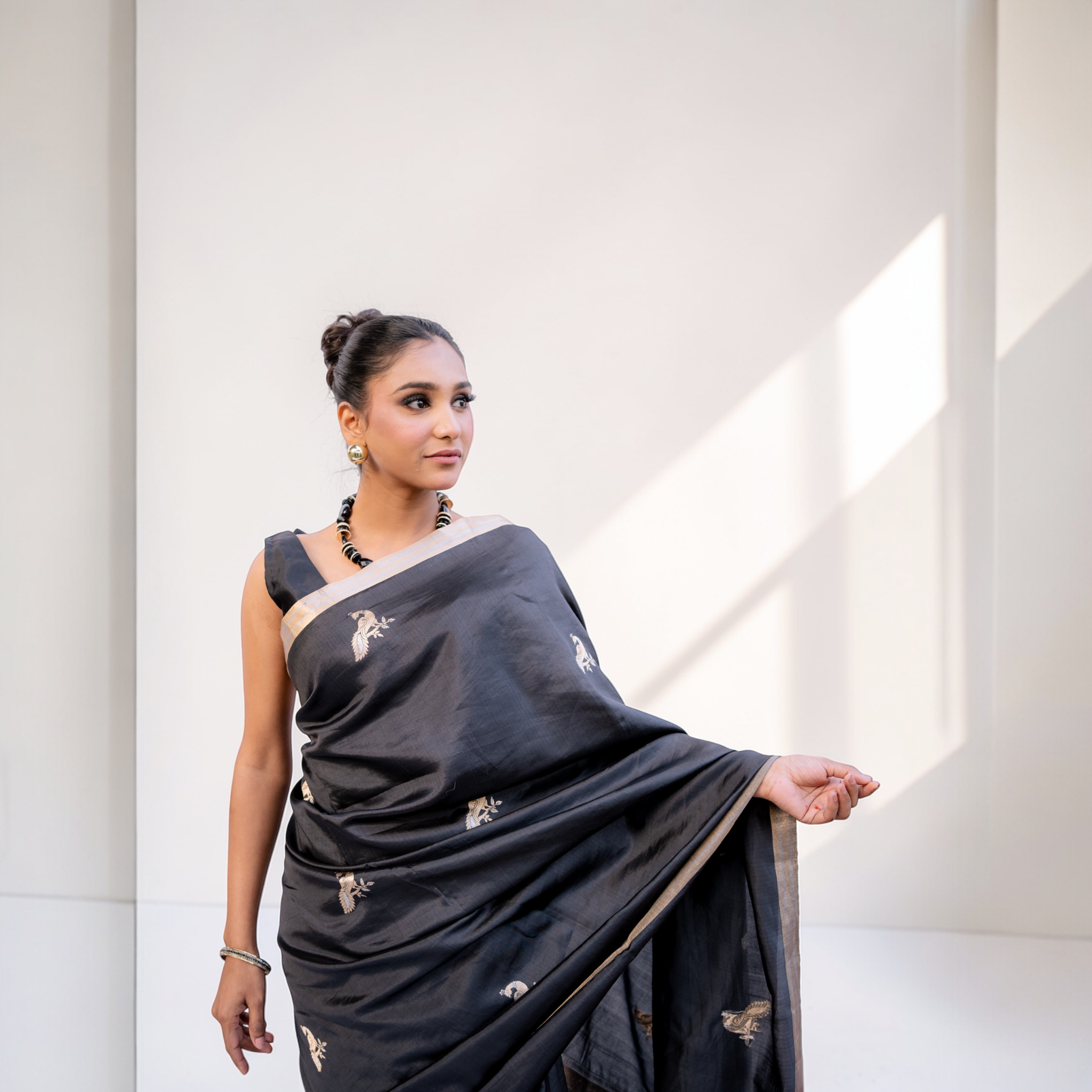 Black Handwoven Banarasi Saree UK - Lunarae London