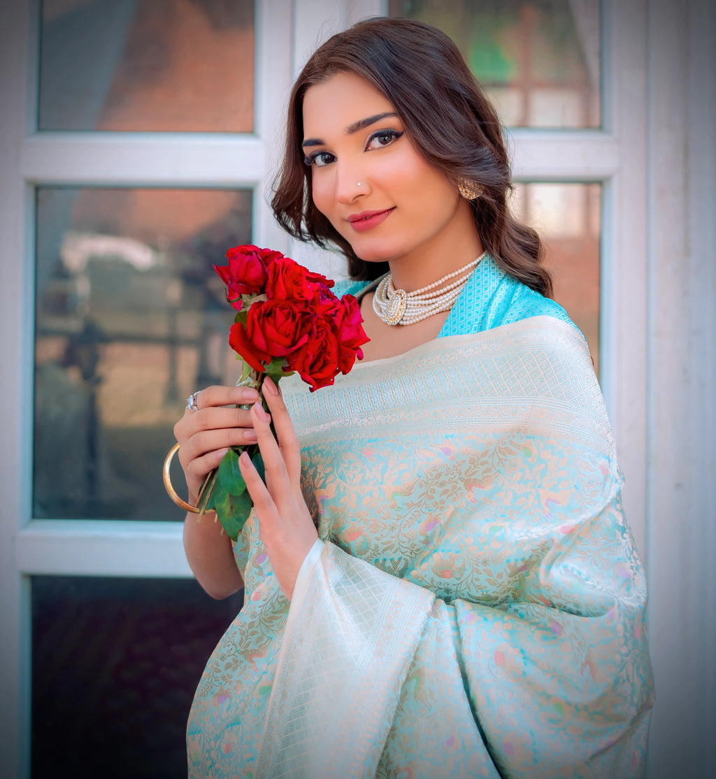 Ivory Whisper 1.2 | Handwoven Banarasi Saree