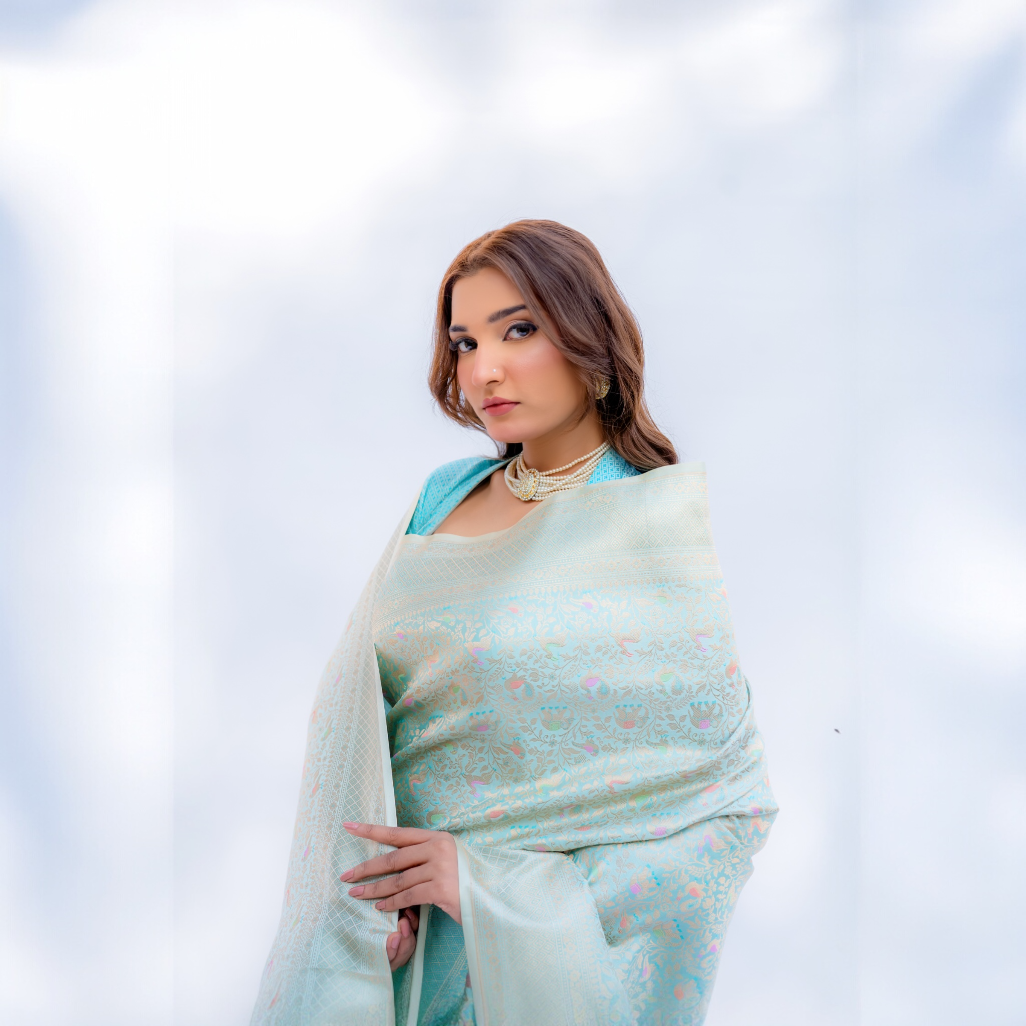blue handwoven banarasi saree - Lunarae London