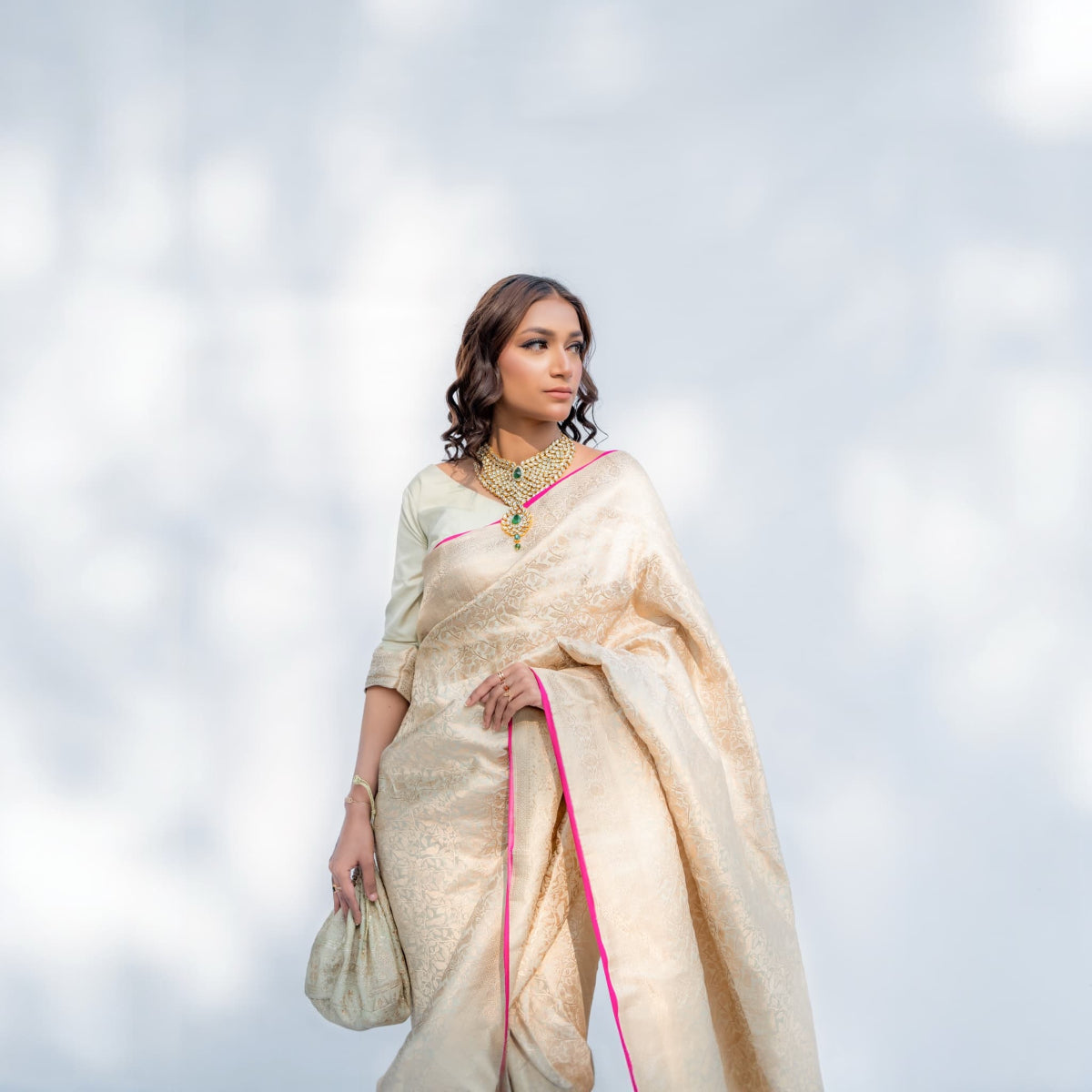 Ivory Whisper 1.1 | Handwoven Banarasi Saree
