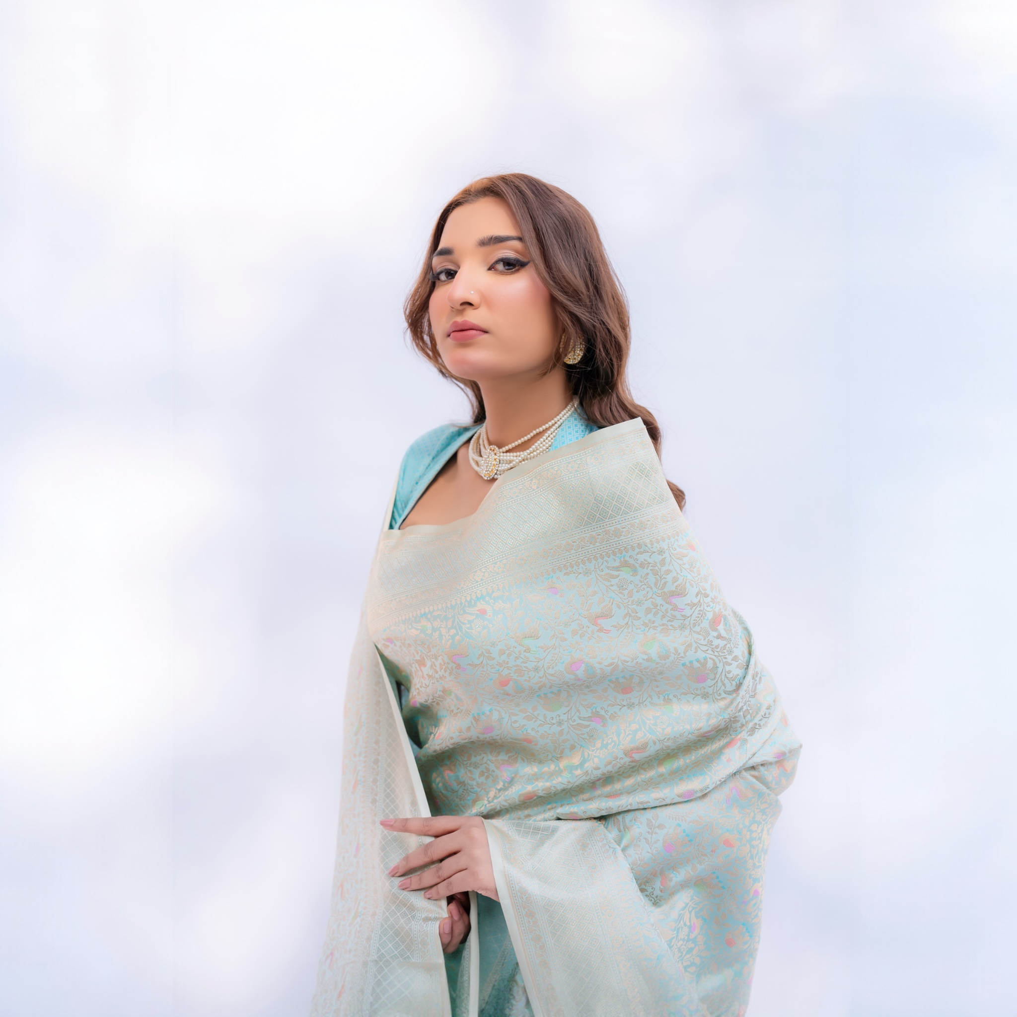blue handwoven banarasi saree - Lunarae London