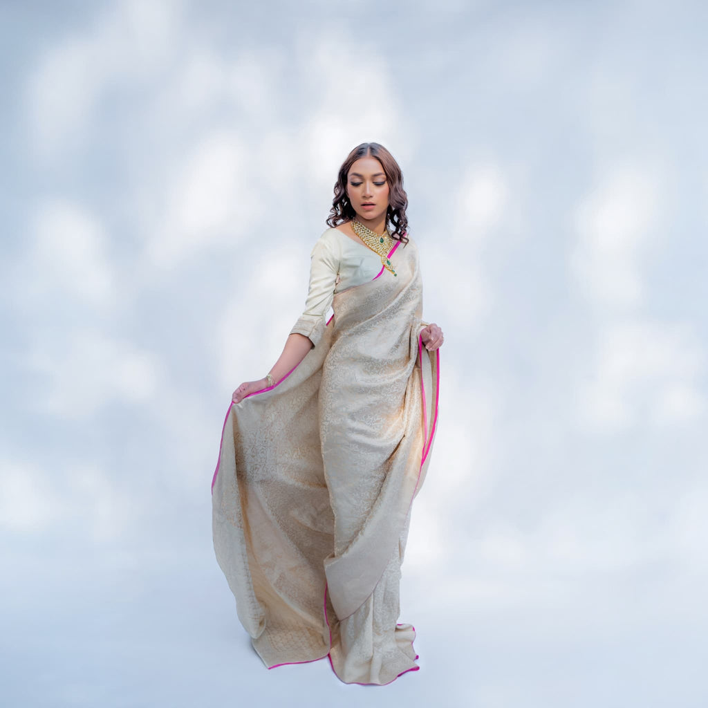 Ivory Whisper 1.1 | Handwoven Banarasi Saree