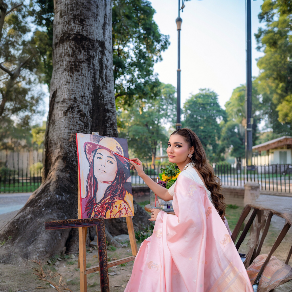 Handwoven Banarasi silk saree from LUNARAÉ LONDON signature collection