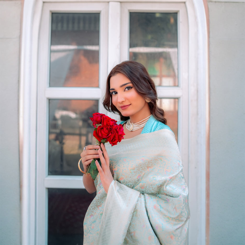 Ivory Whisper 1.2 | Handwoven Banarasi Saree