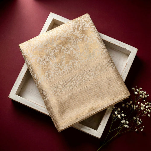 Pure handwoven banarasi saree on tray