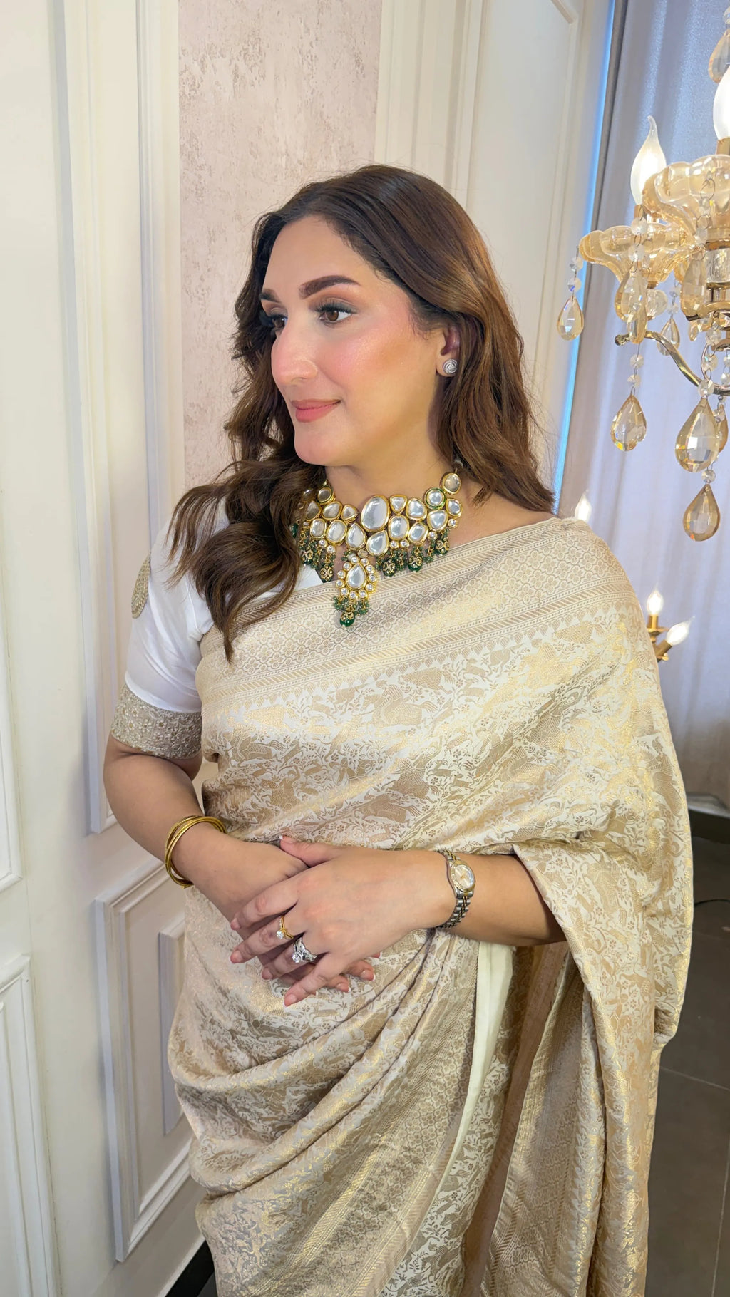 Ivory Whisper 1.3 | Handwoven Banarasi Saree