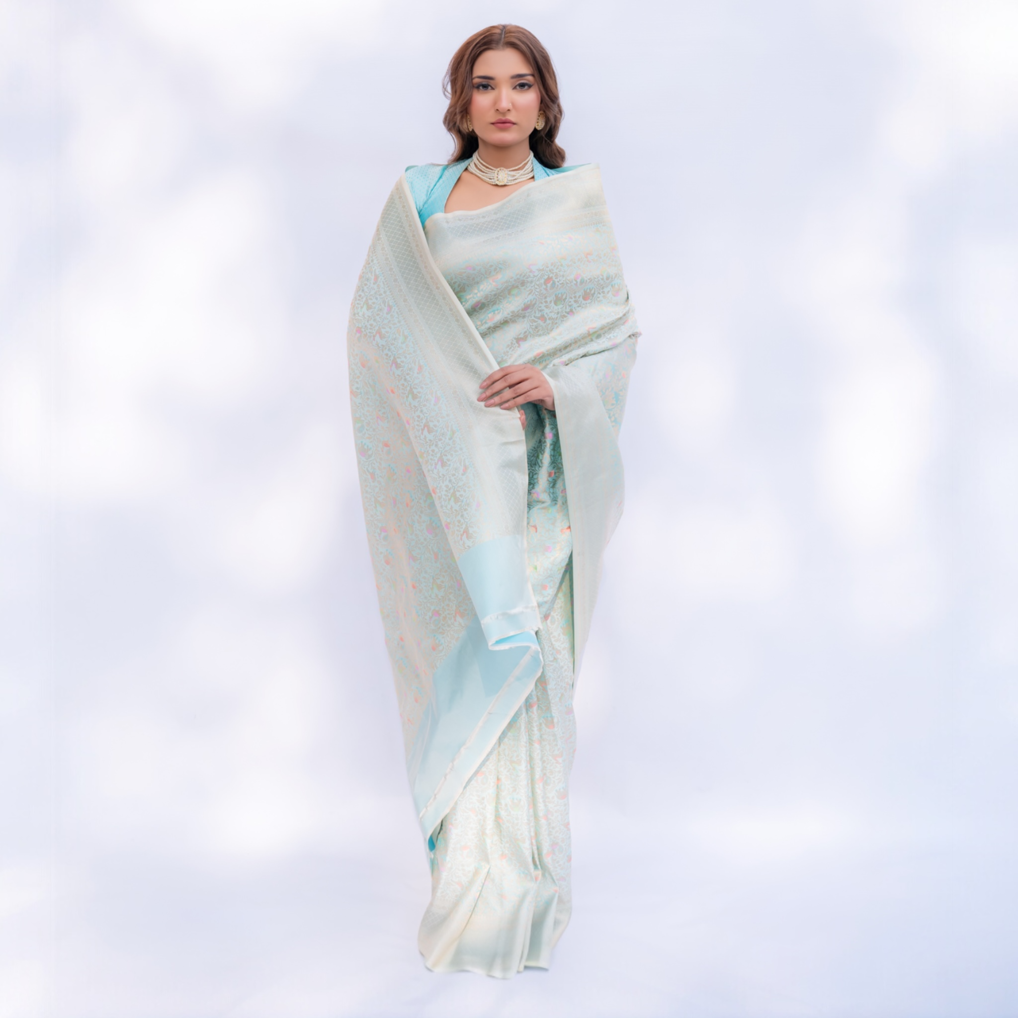 blue handwoven banarasi saree - Lunarae London