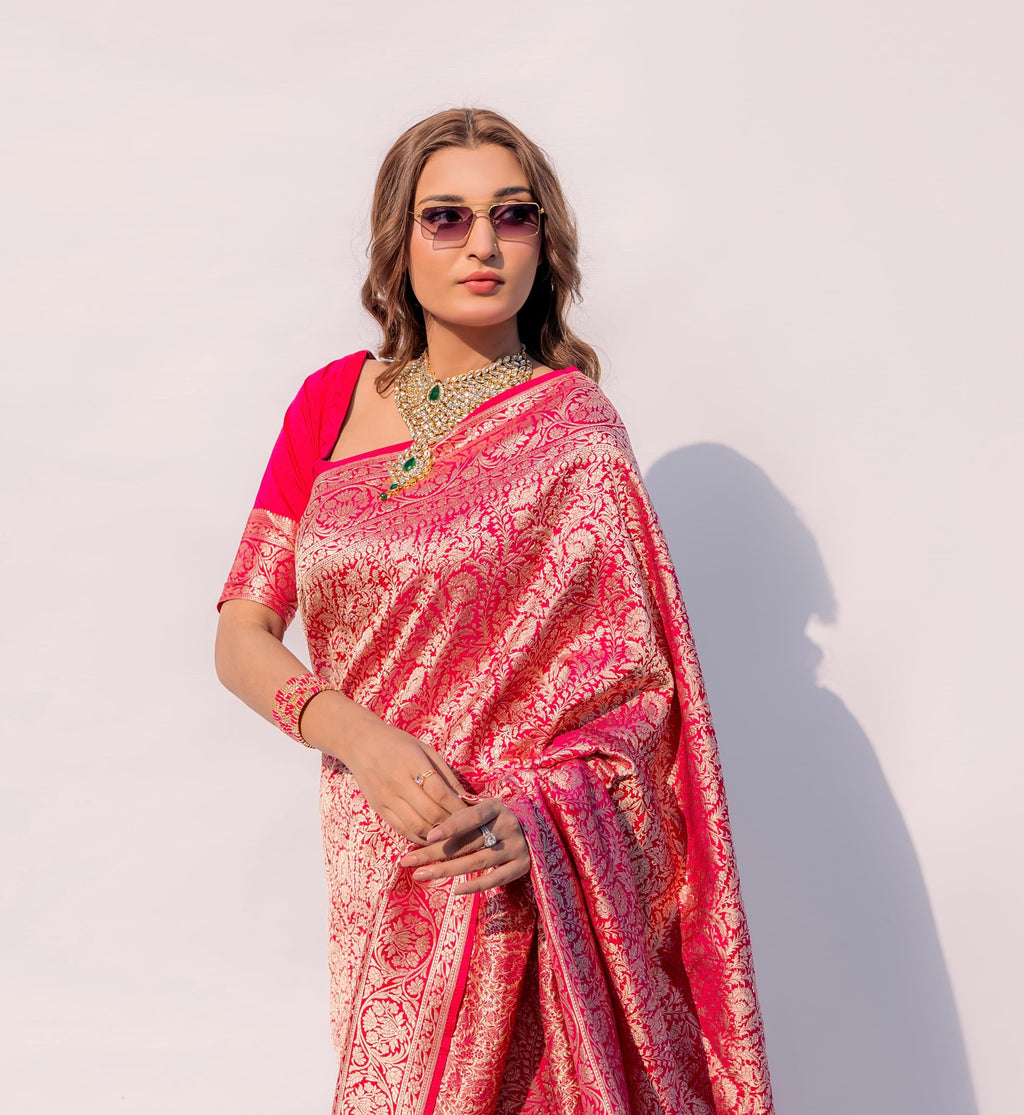 Blush Majesty - Handwoven Banarasi Saree