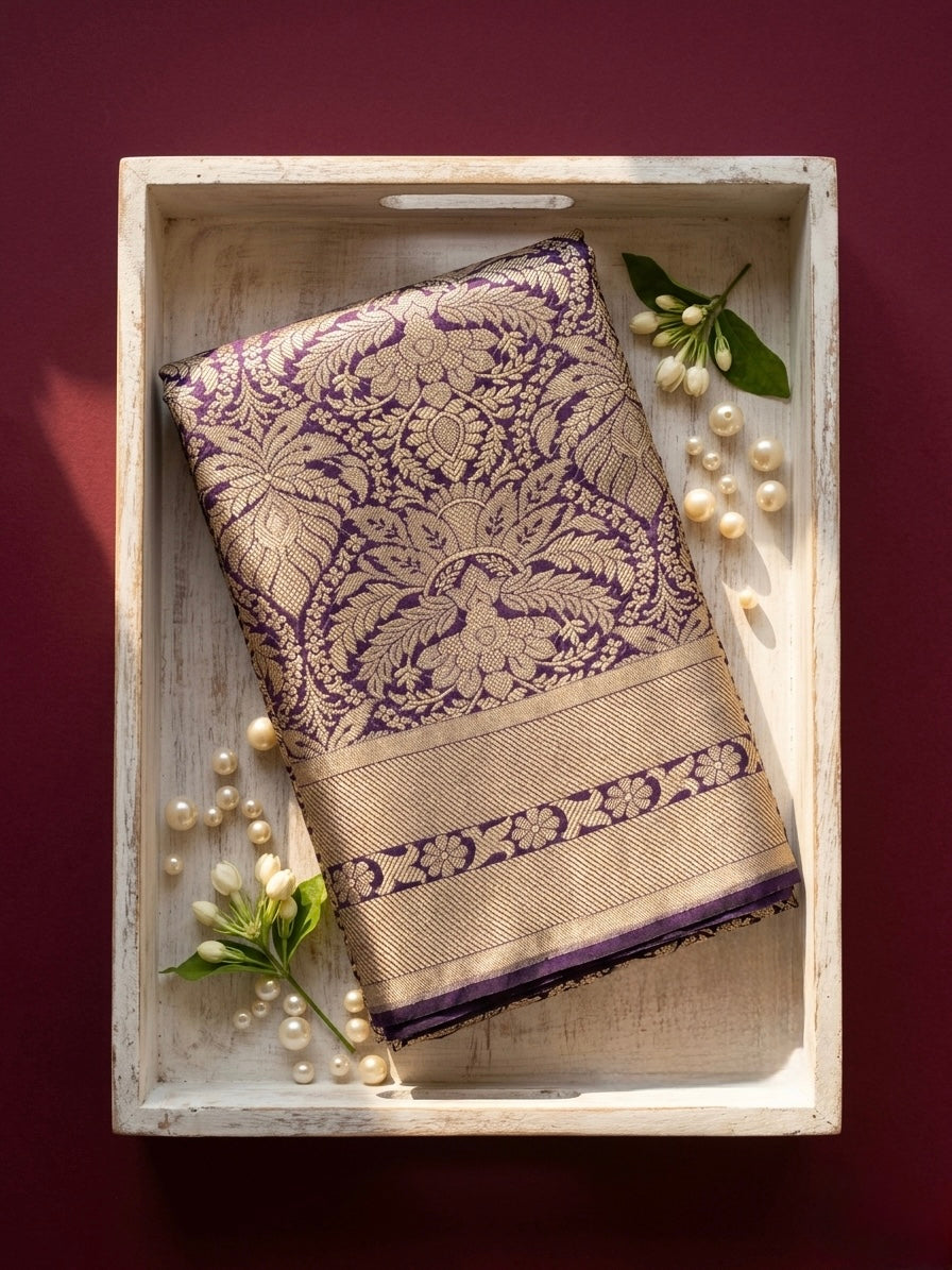 Midnight Empire | Handwoven Banarasi Saree