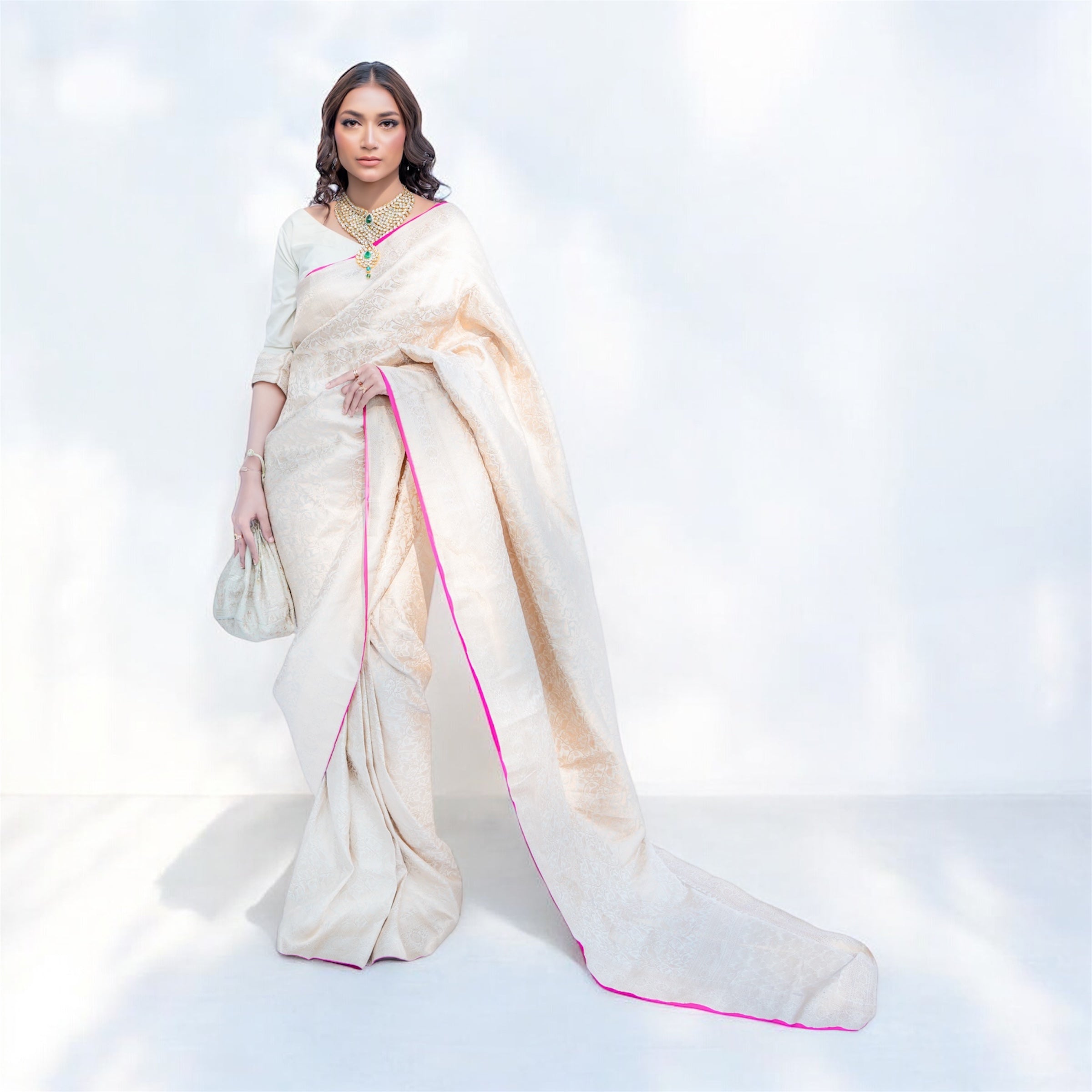 Ivory Whisper 1.1 | Handwoven Banarasi Saree