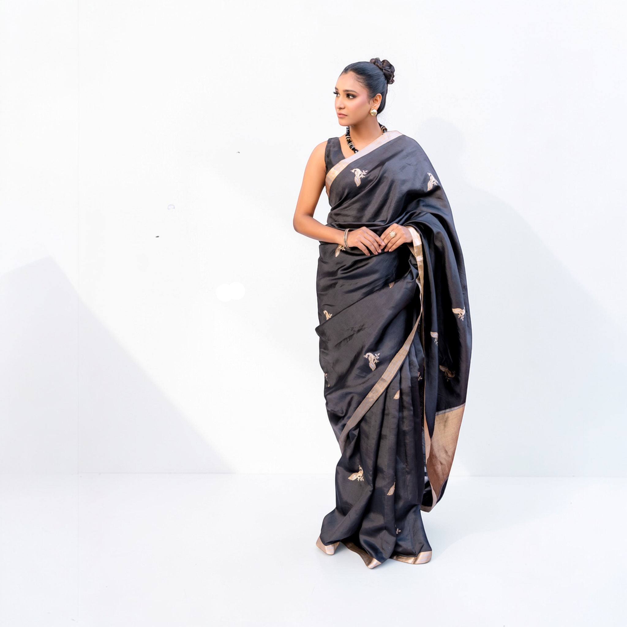 Black Handwoven Banarasi Saree UK - Lunarae London