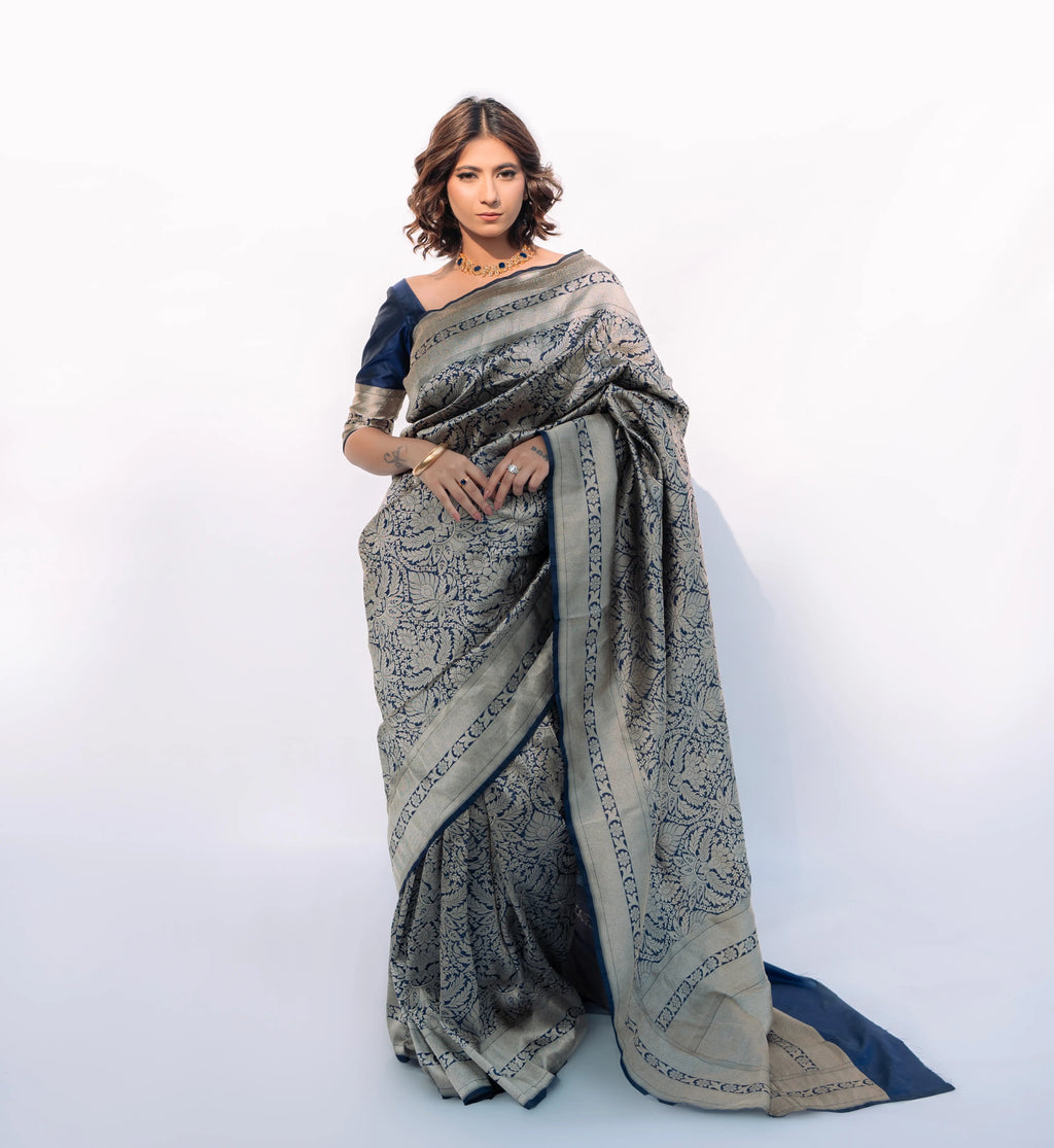 Midnight Empire | Handwoven Banarasi Saree