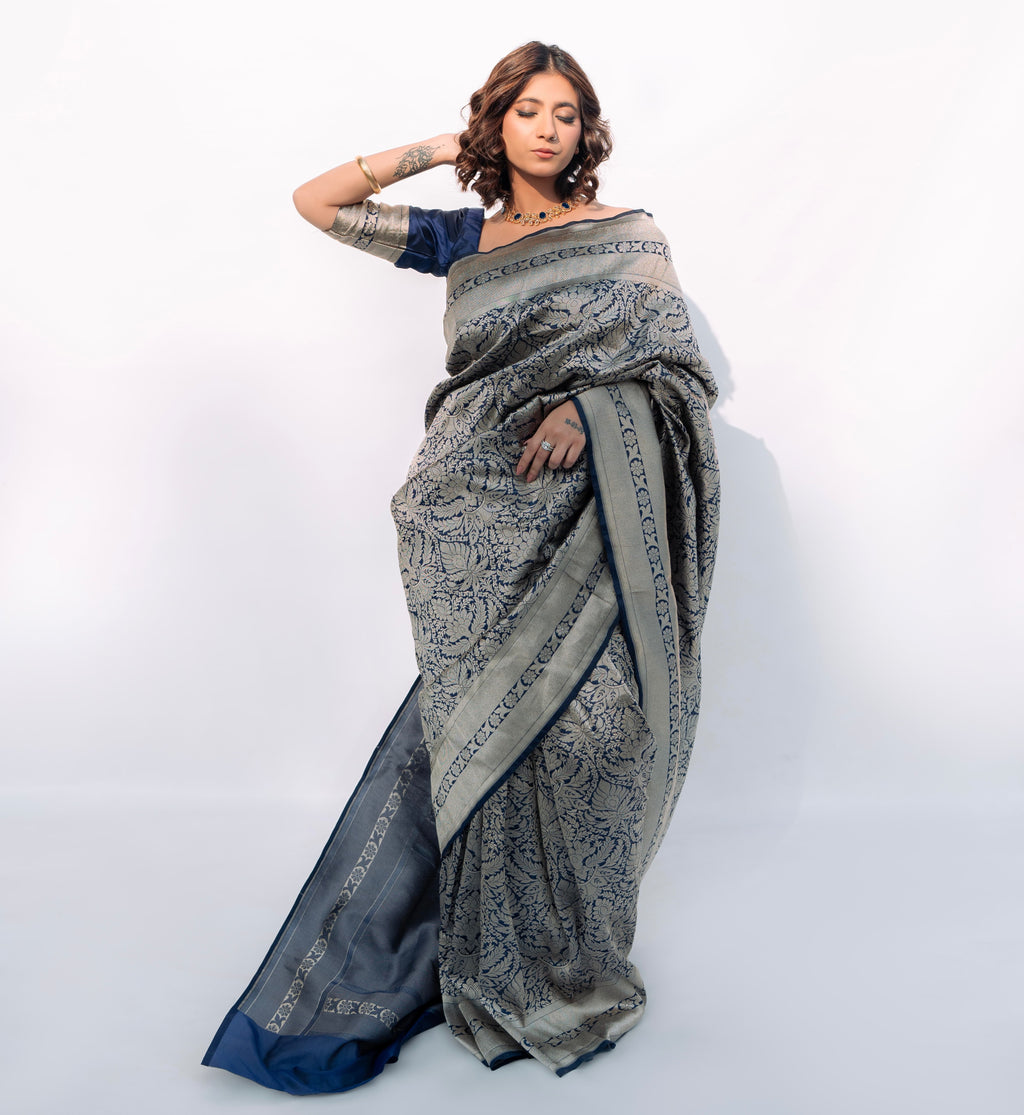 Midnight Empire | Handwoven Banarasi Saree