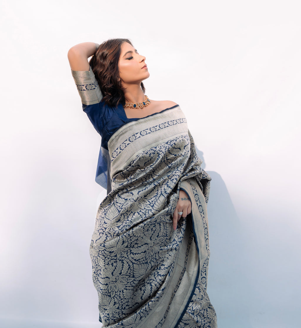 Midnight Empire | Handwoven Banarasi Saree