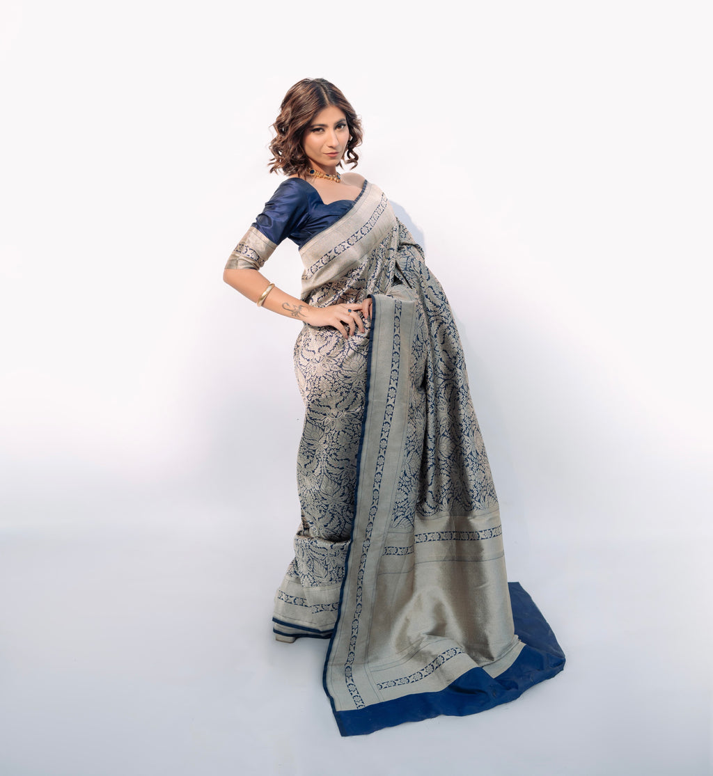 Midnight Empire | Handwoven Banarasi Saree