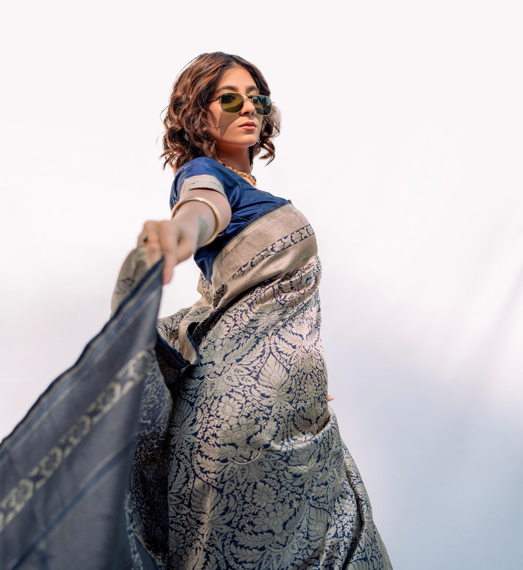 Midnight Empire | Handwoven Banarasi Saree
