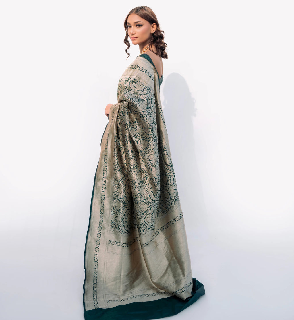 Emerald Reign | Handwoven Banarasi Saree