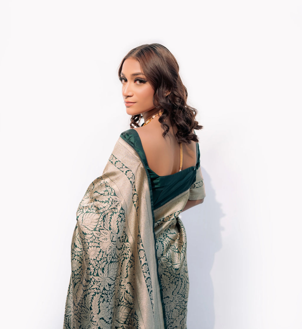 Emerald Reign | Handwoven Banarasi Saree