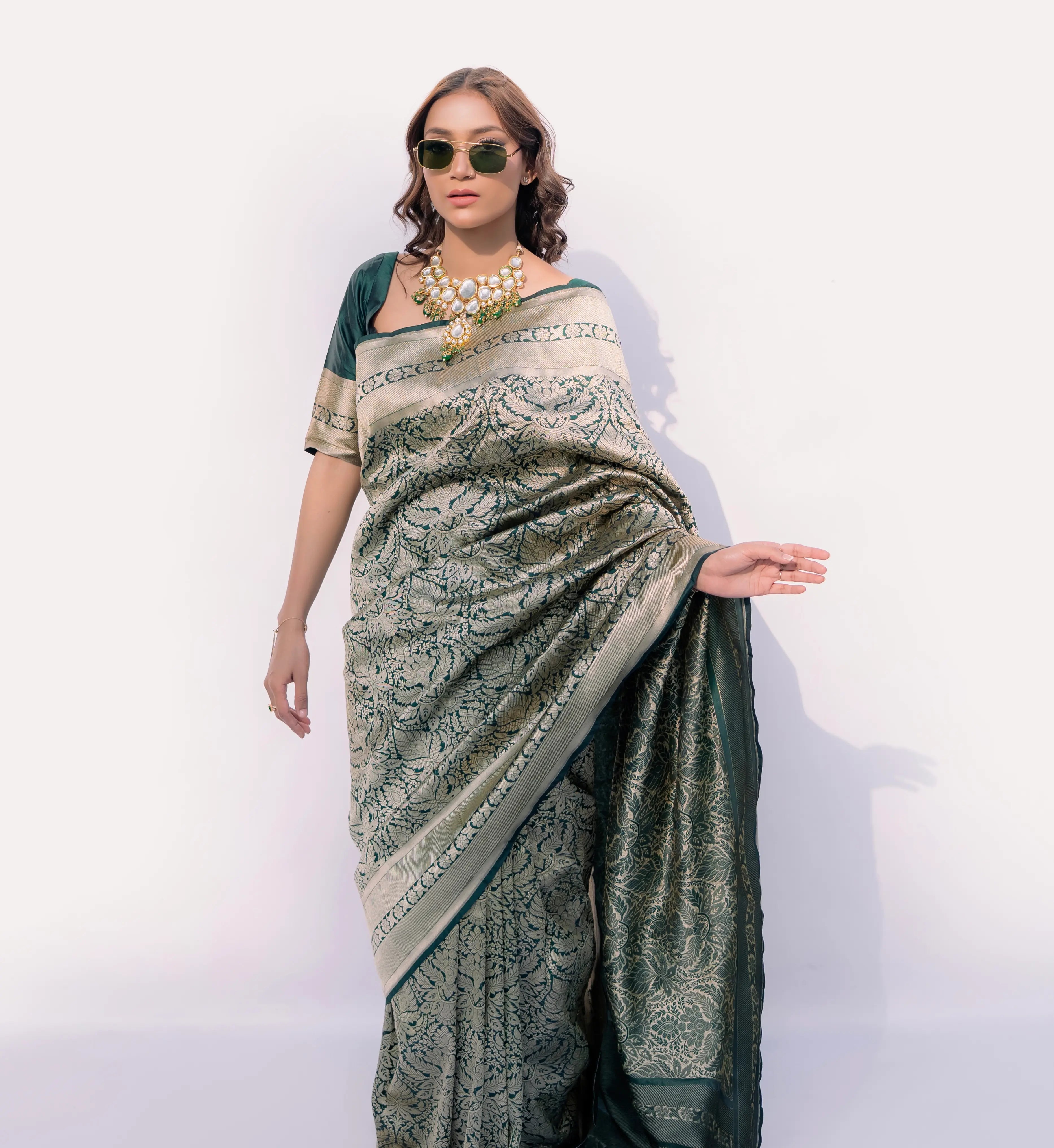 Emerald Reign | Handwoven Banarasi Saree