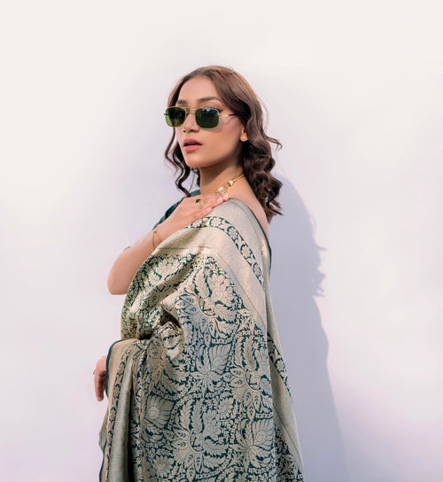 Emerald Reign | Handwoven Banarasi Saree