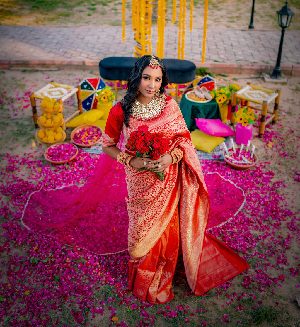 Scarlet Dynasty | Handwoven Banarasi Saree