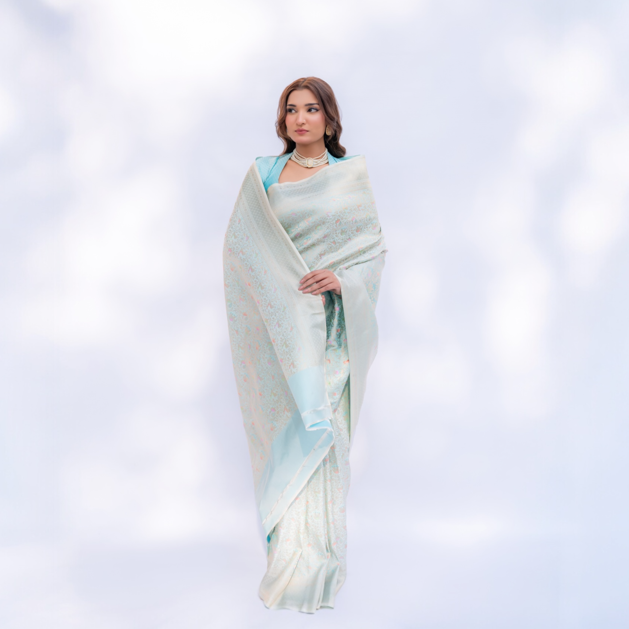 blue handwoven banarasi saree - Lunarae London