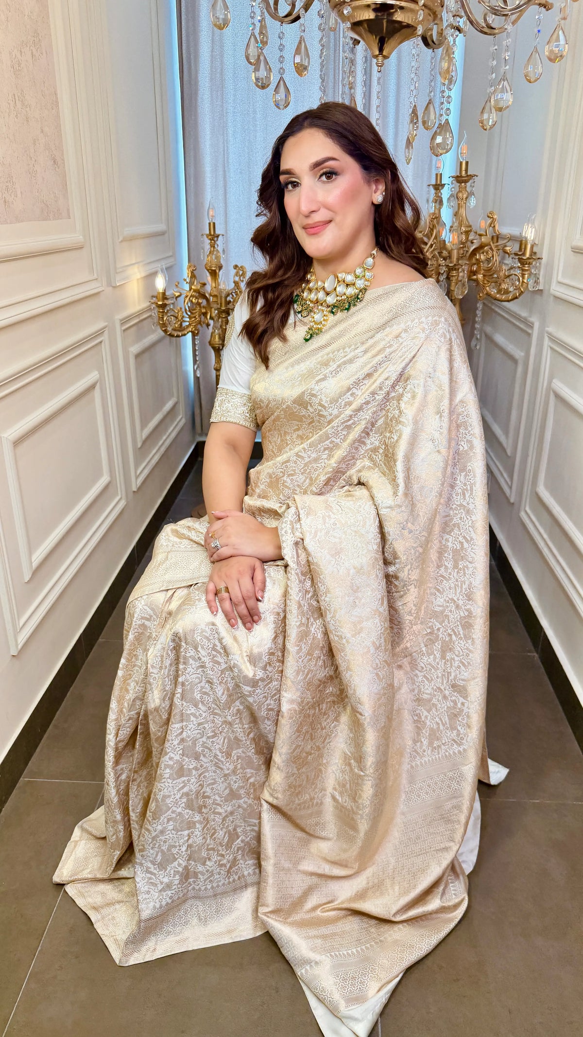 Ivory Whisper 1.3 | Handwoven Banarasi Saree
