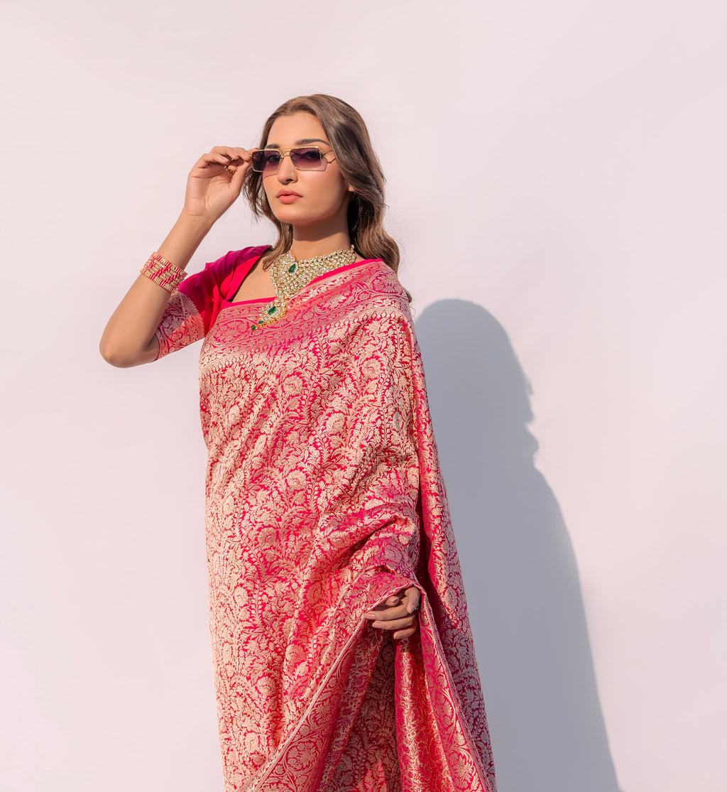 Blush Majesty - Handwoven Banarasi Saree