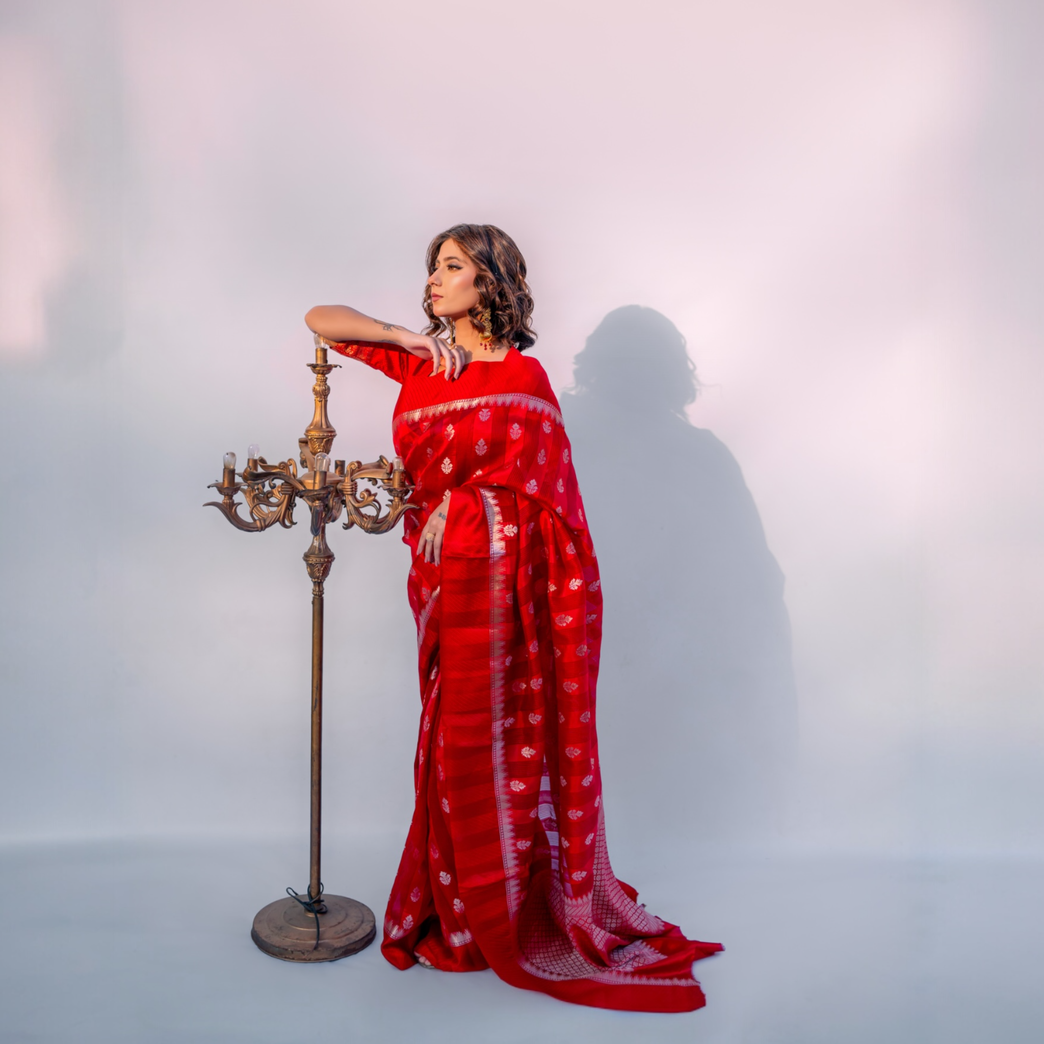 Red banarasi saree of lunarae london