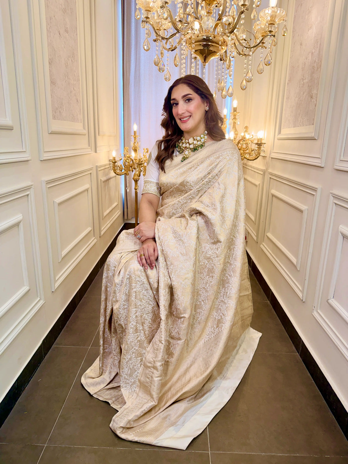 Ivory Whisper 1.3 | Handwoven Banarasi Saree