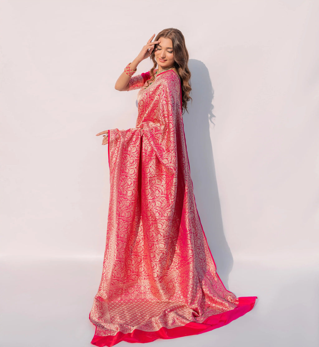 Blush Majesty - Handwoven Banarasi Saree