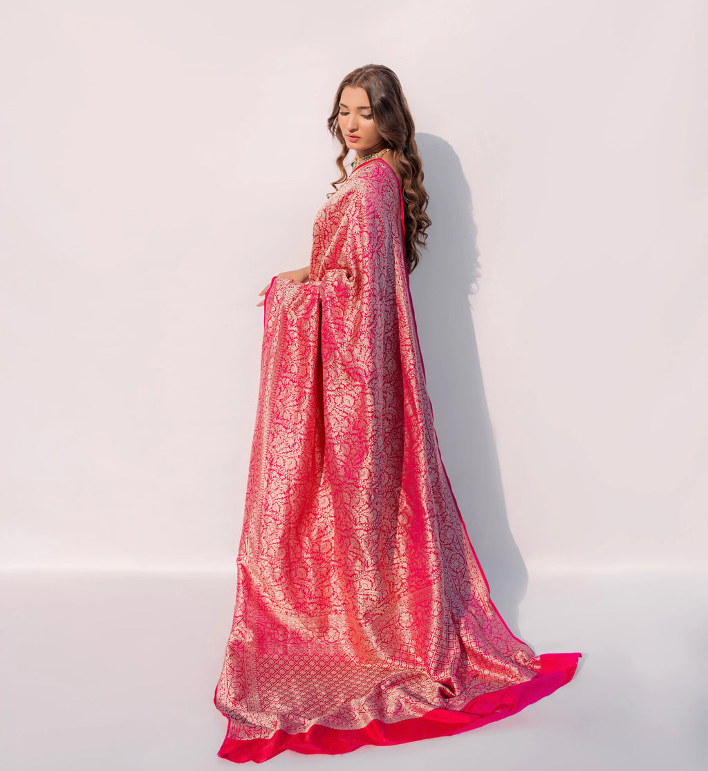 Blush Majesty - Handwoven Banarasi Saree