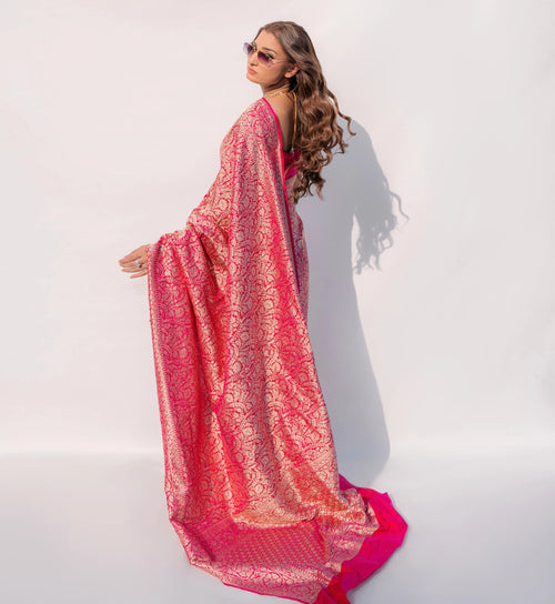 Blush Majesty - Handwoven Banarasi Saree