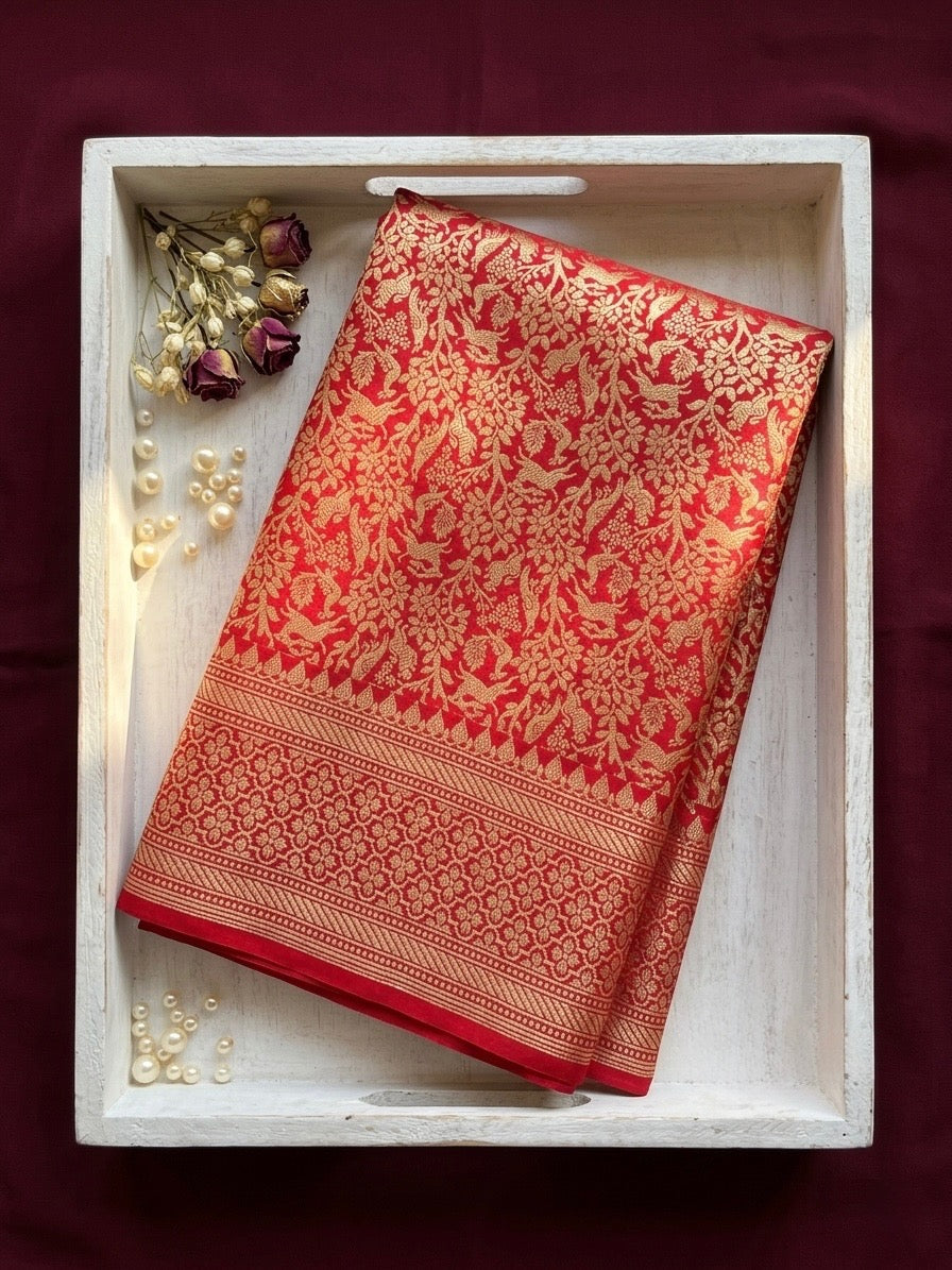 Scarlet Dynasty | Handwoven Banarasi Saree