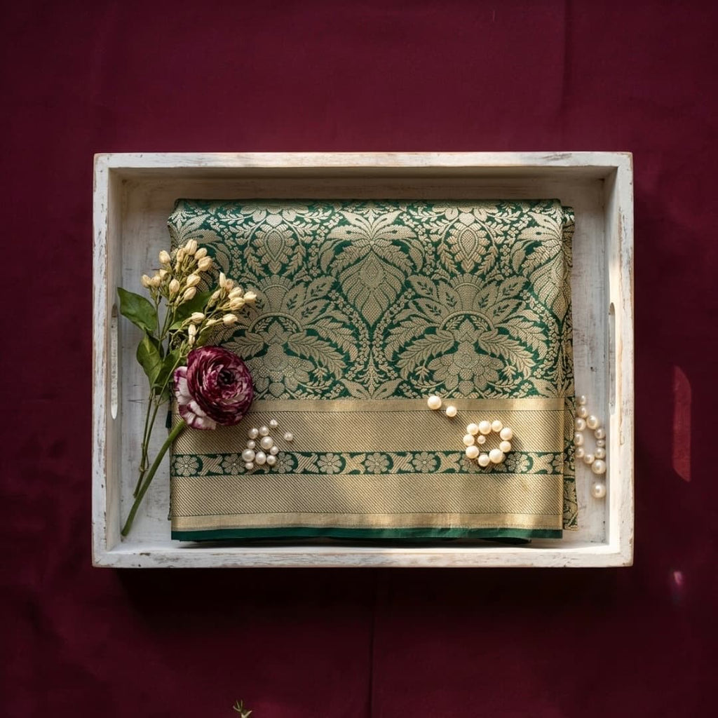 Emerald Reign | Handwoven Banarasi Saree