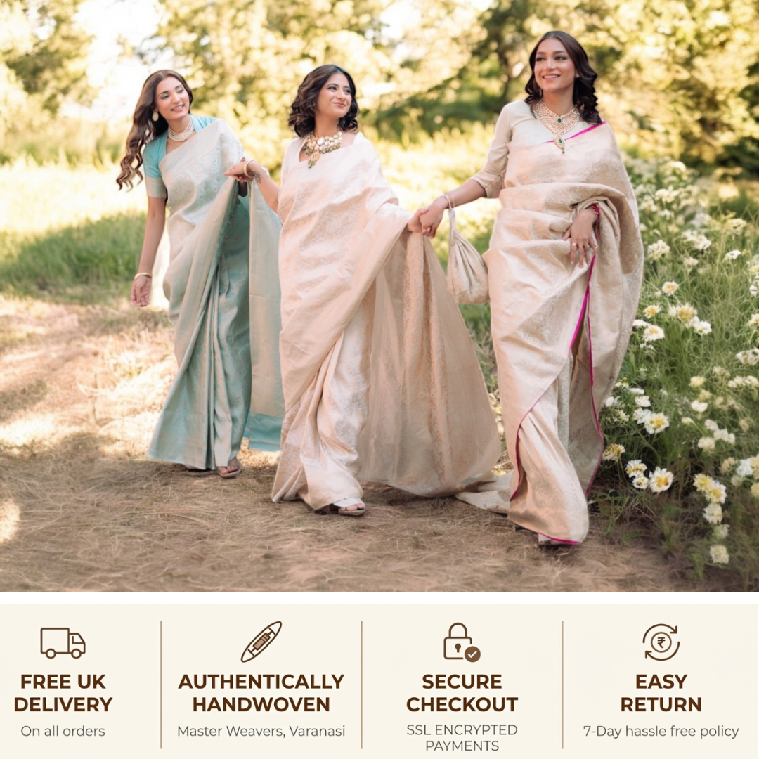 Luxury handwoven Banarasit silk saree  —
LUNARAÉ LONDON"