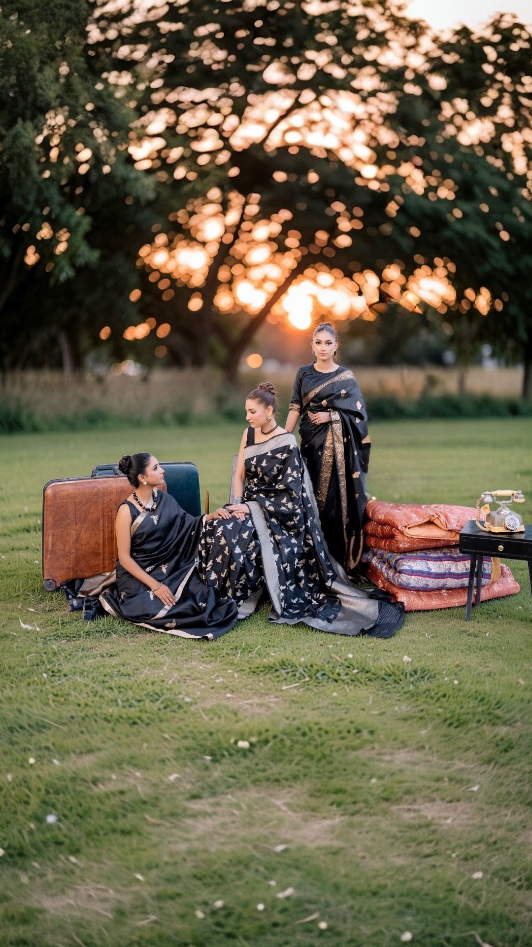 luxury handwoven black banarasi saree - lunarae london